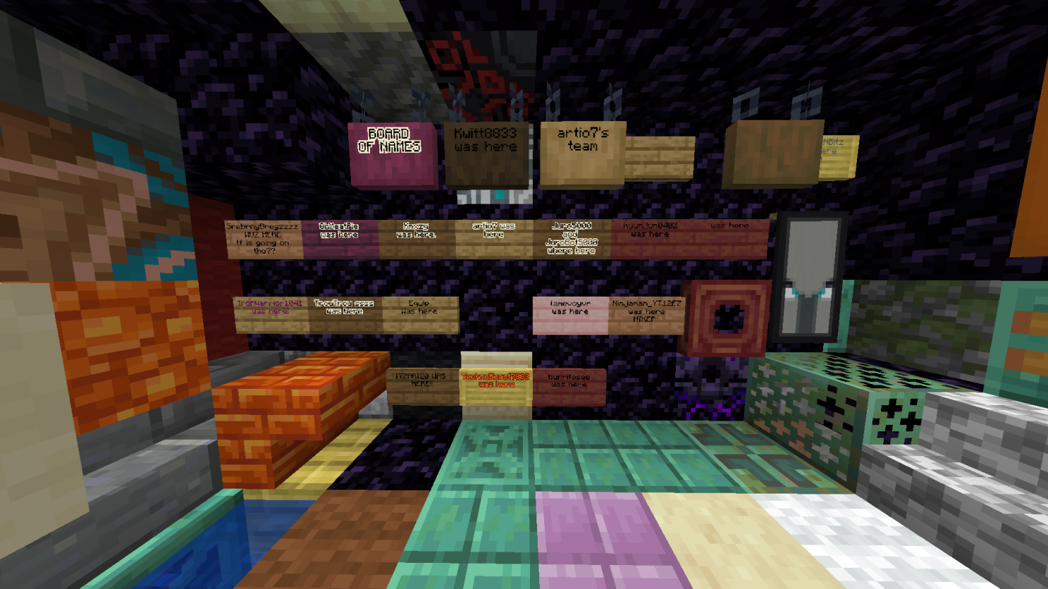 Players on a floating void platform