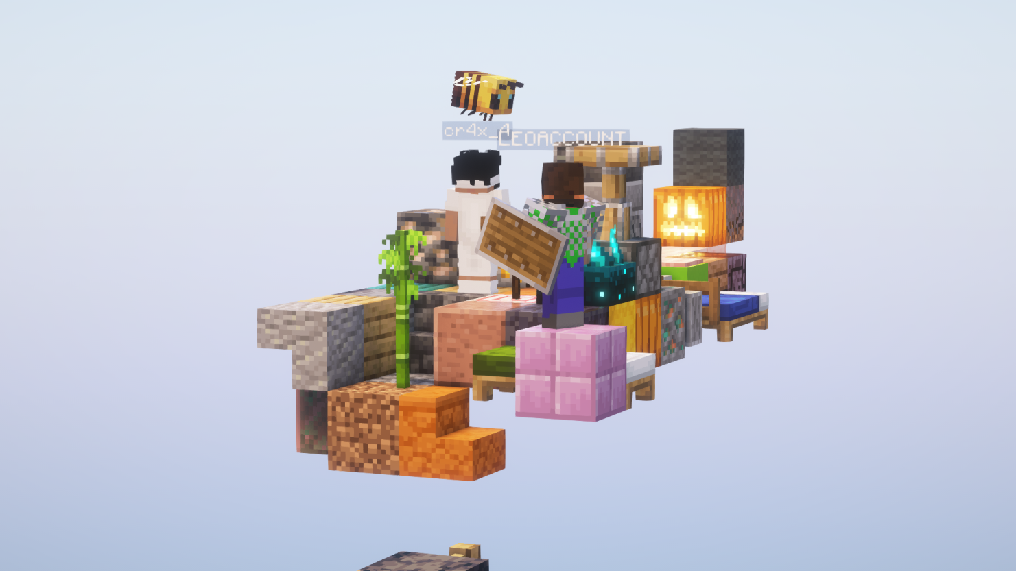 THFproject base overview with beacon, bamboo, and players